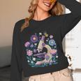 Microscope Flower Butterfly Biology Science Teacher Student Women Long Sleeve T-Shirt, novelty gifts, funny gifts
