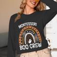 Montessori Teacher Halloween Boo Rainbow Leopard Halloween Women Long Sleeve T-Shirt, novelty gifts, funny gifts Montessori Teacher Halloween Boo Rainbow Leopard Halloween Women Long Sleeve T-Shirt, novelty gifts, funny gifts