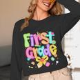 Preppy First Grade Back To School 1st Grade Teacher Girl Kid Women Long Sleeve T-Shirt, novelty gifts, funny gifts
