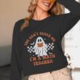 Retro You Can't Scare Me I'm A Math Teacher Cute Ghost Women Women Long Sleeve T-Shirt, novelty gifts, funny gifts