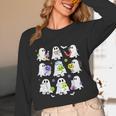 Retro Halloween Science Teacher Ghost Laboratory Teacher Women Long Sleeve T-Shirt, novelty gifts, funny gifts