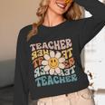 Retro Teacher Daisy Colorful Elementary School Teacher Women Long Sleeve T-Shirt, novelty gifts, funny gifts