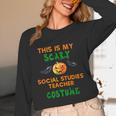 My Scary Social Studies Teacher Costume Halloween Men Women Women Long Sleeve T-Shirt, novelty gifts, funny gifts