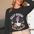 Silly Goose Spooky Teacher Club Halloween Witch Ghost Women Long Sleeve T-Shirt, novelty gifts, funny gifts