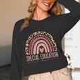 Special Education Shirt Teacher SPED Leopard Boho Rainbow Women Long Sleeve T-Shirt, novelty gifts, funny gifts