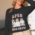 SPED Boo Crew Halloween Floral Ghost Special Ed SPED Teacher For Men Women Kids Women Long Sleeve T-Shirt, novelty gifts, funny gifts