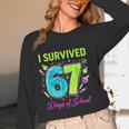 I Survived 67 Days Of School 67 Meme Science Teacher Women Long Sleeve T-Shirt, novelty gifts, funny gifts