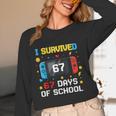 I Survived 67 Days Of School 67 Teacher Squad Matching Women Long Sleeve T-Shirt, novelty gifts, funny gifts