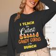 I Teach The Cutest Candy Corn In The Patch Teacher Halloween Women Long Sleeve T-Shirt, novelty gifts, funny gifts
