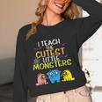 I Teach Cutest Little Monsters Halloween Teacher Men Women Women Long Sleeve T-Shirt, novelty gifts, funny gifts