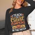 I Teach The Cutest Pumpkins Tshirt Halloween Teacher Women Long Sleeve T-Shirt, novelty gifts, funny gifts