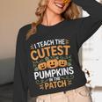 I Teach The Cutest Pumpkins In The Patch Halloween Teacher Women Long Sleeve T-Shirt, novelty gifts, funny gifts
