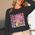 Teacher Pencil Back To School Groovy Pink Teacher First Day Women Long Sleeve T-Shirt, novelty gifts, funny gifts Teacher Pencil Back To School Groovy Pink Teacher First Day Women Long Sleeve T-Shirt, novelty gifts, funny gifts