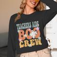 Teachers Aide Boo Crew Ghost Groovy Halloween For Women Women Long Sleeve T-Shirt, novelty gifts, funny gifts Teachers Aide Boo Crew Ghost Groovy Halloween For Women Women Long Sleeve T-Shirt, novelty gifts, funny gifts