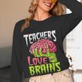 Teachers Love Brains Zombie Teacher Halloween Zombies Women Long Sleeve T-Shirt, novelty gifts, funny gifts Teachers Love Brains Zombie Teacher Halloween Zombies Women Long Sleeve T-Shirt, novelty gifts, funny gifts