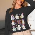 Teaching My Boos Teacher Cute Ghost Groovy Teacher Halloween Women Long Sleeve T-Shirt, novelty gifts, funny gifts