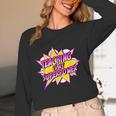 Teaching Is My Superpower Retro Comic Super Teacher Women Long Sleeve T-Shirt, novelty gifts, funny gifts