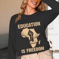 History Education Is Freedom African Map Black Teacher Women Long Sleeve T-Shirt, novelty gifts, funny gifts