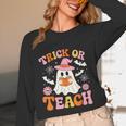 Trick Or Teach Cute Floral Ghost Teacher Halloween Costume Women Long Sleeve T-Shirt, novelty gifts, funny gifts Trick Or Teach Cute Floral Ghost Teacher Halloween Costume Women Long Sleeve T-Shirt, novelty gifts, funny gifts
