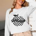 Back To School Checkered Apple Teacher Checkerboard Teacher For Men Women Girls Kids Women Long Sleeve T-Shirt, novelty gifts, funny gifts