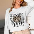 Back To School Teacher Life Apple Leopard Teacher Women Women Long Sleeve T-Shirt, novelty gifts, funny gifts