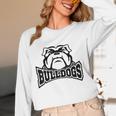 Bulldogs Teacher Student School Sports Fan Team Spirit Women Long Sleeve T-Shirt, novelty gifts, funny gifts