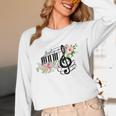 Cut Music Teacher Shirt With a Piano Keys Notes And Flowers Women Long Sleeve T-Shirt, novelty gifts, funny gifts