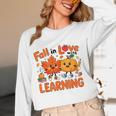 Fall In Love With Learning Thanksgiving Teacher Student Kids Women Long Sleeve T-Shirt, novelty gifts, funny gifts