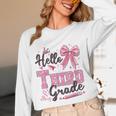 Hello Third Grade First Day Of School Coquette Teacher Girl Women Long Sleeve T-Shirt, novelty gifts, funny gifts