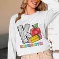 K Is For Kindergarten Teacher Pencil Apple Back To School Women Long Sleeve T-Shirt, novelty gifts, funny gifts K Is For Kindergarten Teacher Pencil Apple Back To School Women Long Sleeve T-Shirt, novelty gifts, funny gifts