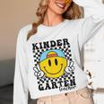 Kindergarten Teacher Hippie Smile Face Back School Women Long Sleeve T-Shirt, novelty gifts, funny gifts Kindergarten Teacher Hippie Smile Face Back School Women Long Sleeve T-Shirt, novelty gifts, funny gifts