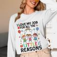 Love Job For Little Reasons Daycare Teacher Graphic Women Long Sleeve T-Shirt, novelty gifts, funny gifts Love Job For Little Reasons Daycare Teacher Graphic Women Long Sleeve T-Shirt, novelty gifts, funny gifts