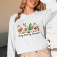 Very Merry Teacher Christmas Goose Silly Holiday Party Women Long Sleeve T-Shirt, novelty gifts, funny gifts