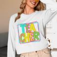 Neon Retro Teacher Cute Teacher Team New Teacher Back To Sch Women Long Sleeve T-Shirt, novelty gifts, funny gifts