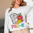 P Is For Pre-K Teacher Pencil Apple Back To School Women Long Sleeve T-Shirt, novelty gifts, funny gifts P Is For Pre-K Teacher Pencil Apple Back To School Women Long Sleeve T-Shirt, novelty gifts, funny gifts
