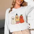 Retro Pencil Ghost Boo Spooky Teacher Halloween Costume Women Long Sleeve T-Shirt, novelty gifts, funny gifts