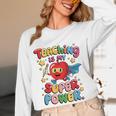 Retro Teaching Is My Superpower Apple Teacher Appreciation Women Long Sleeve T-Shirt, novelty gifts, funny gifts Retro Teaching Is My Superpower Apple Teacher Appreciation Women Long Sleeve T-Shirt, novelty gifts, funny gifts