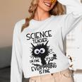 Science Teacher Appreciation Merch -Adults -Youth Grey Classic Fit Modern Science Theme Cartoon Women Long Sleeve T-Shirt, novelty gifts, funny gifts