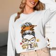 STEM Teacher Messy Bun Fall Vibes Autumn Thanksgiving Men Women Women Long Sleeve T-Shirt, novelty gifts, funny gifts