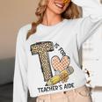 T Is For Teacher’s Aide Back To First Day Of School Leopard Men Women Girls Kids Women Long Sleeve T-Shirt, novelty gifts, funny gifts