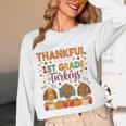 Teach Thanksgiving Teacher Thankful For My 1st Grade Turkeys Women Long Sleeve T-Shirt, novelty gifts, funny gifts