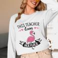 This Teacher Loves Her Flock Cute Flamingo Teacher Women Long Sleeve T-Shirt, novelty gifts, funny gifts