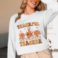 Thankful Teacher Retro Groovy Thanksgiving Fall Women Men Women Long Sleeve T-Shirt, novelty gifts, funny gifts