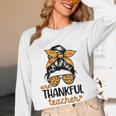 Thanksgiving Shirt Teacher Women Messy Bun Thankful Teacher Women Long Sleeve T-Shirt, novelty gifts, funny gifts Thanksgiving Shirt Teacher Women Messy Bun Thankful Teacher Women Long Sleeve T-Shirt, novelty gifts, funny gifts