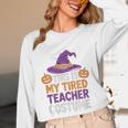 This Is My Tired Teacher Costume Halloween Premium Tri-Blend Women Long Sleeve T-Shirt, novelty gifts, funny gifts
