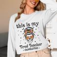 This Is My Tired Teacher Costume Skull Halloween Messy Bun Women Long Sleeve T-Shirt, novelty gifts, funny gifts This Is My Tired Teacher Costume Skull Halloween Messy Bun Women Long Sleeve T-Shirt, novelty gifts, funny gifts
