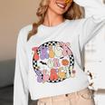 Trick Or Teach Retro Groovy Halloween Teacher Women Long Sleeve T-Shirt, novelty gifts, funny gifts