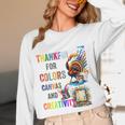 Turkey Thanksgiving Art Teacher Costume Tee For Artists Women Long Sleeve T-Shirt, novelty gifts, funny gifts