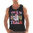Trick Or Teach Halloween Teacher Floral Ghost Groovy Men Tank Top, Groovy Teacher Gifts, trending gift