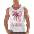 I'm Literally Just a Teacher Pencil Coquette Bow School Men Tank Top, trending gift I'm Literally Just a Teacher Pencil Coquette Bow School Men Tank Top, trending gift